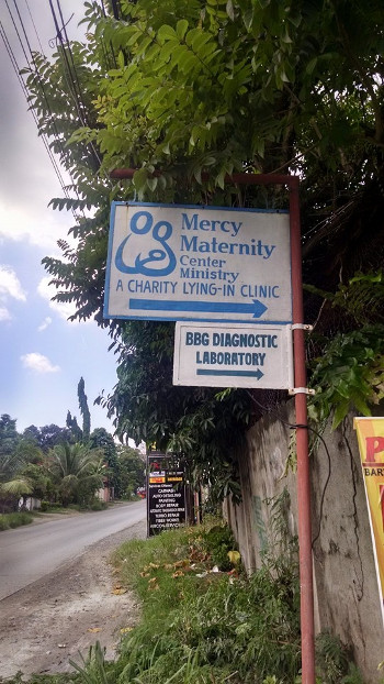 Mercy Maternity Center sign